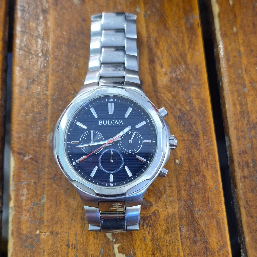 Bulova Silver and Black Men's Watch